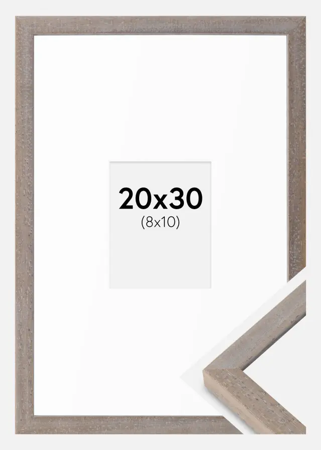 Cadre Ares Gris 20x30 cm - Passe-partout Blanc 9x11 cm