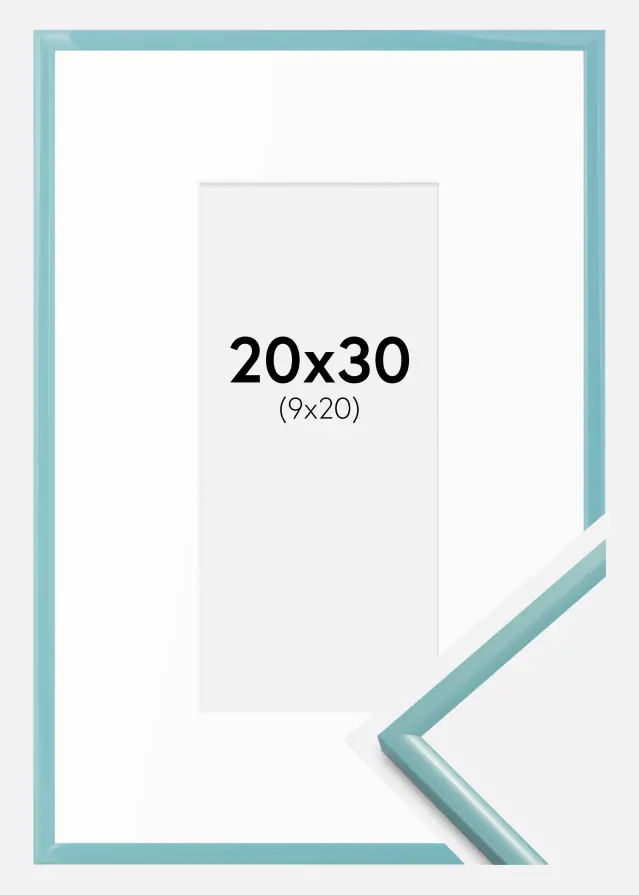 Cadre New Lifestyle Turquoise 20x30 cm - Passe-partout Blanc 10x21 cm