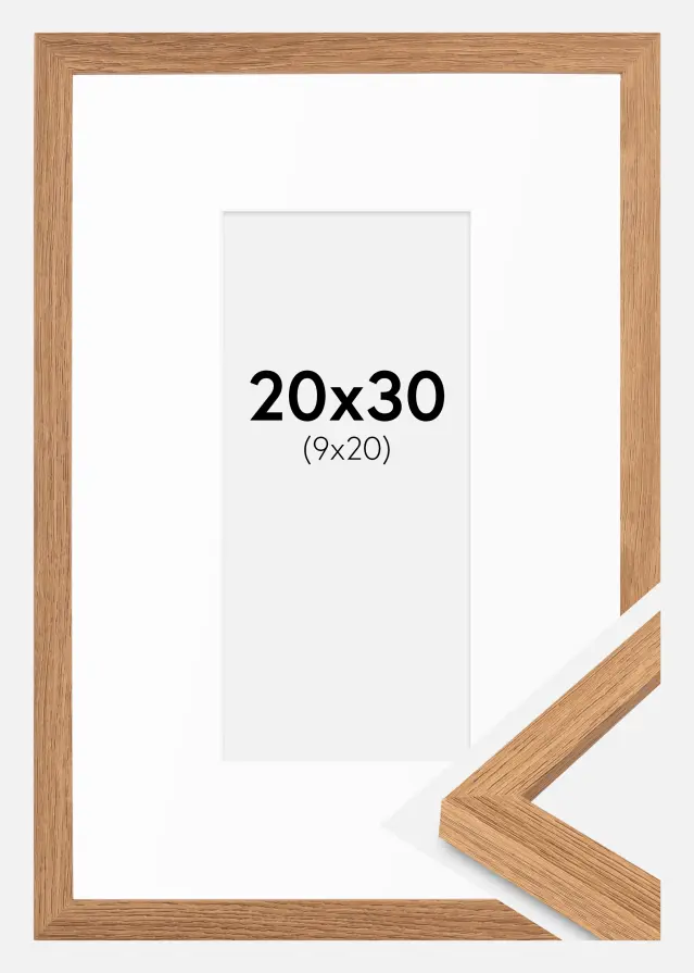 Cadre Modern Teak 20x30 cm - Passe-partout Blanc 10x21 cm