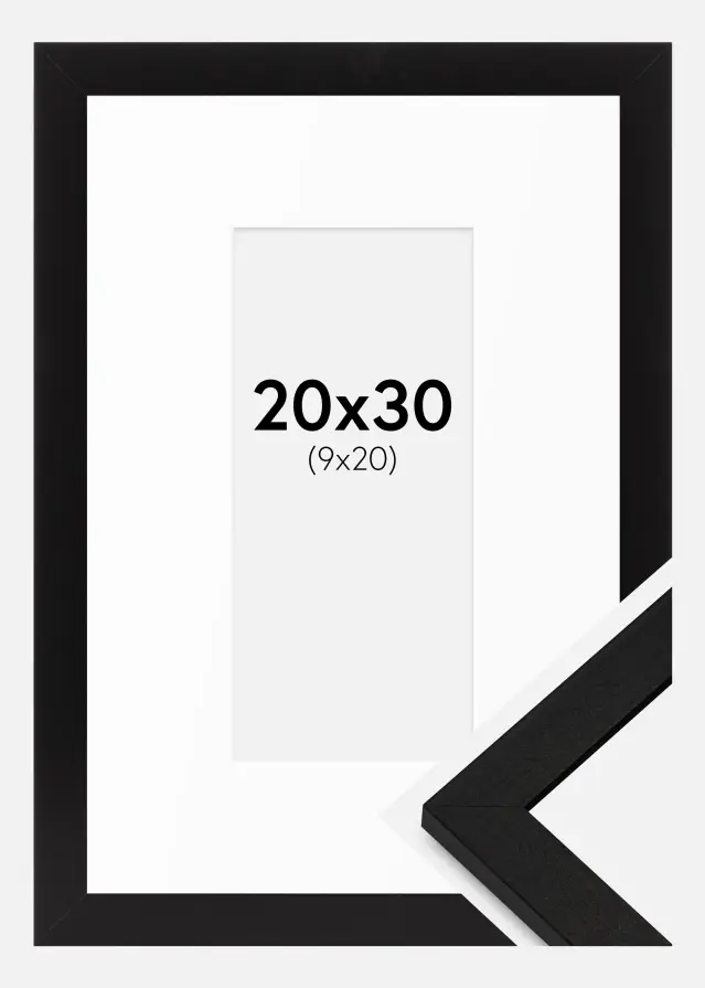 Cadre BGA Classic Noir 20x30 cm - Passe-partout Blanc 10x21 cm