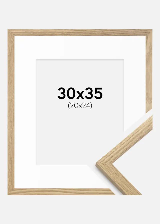 Cadre Trendy Chêne 30x35 cm - Passe-partout Blanc 21x25 cm