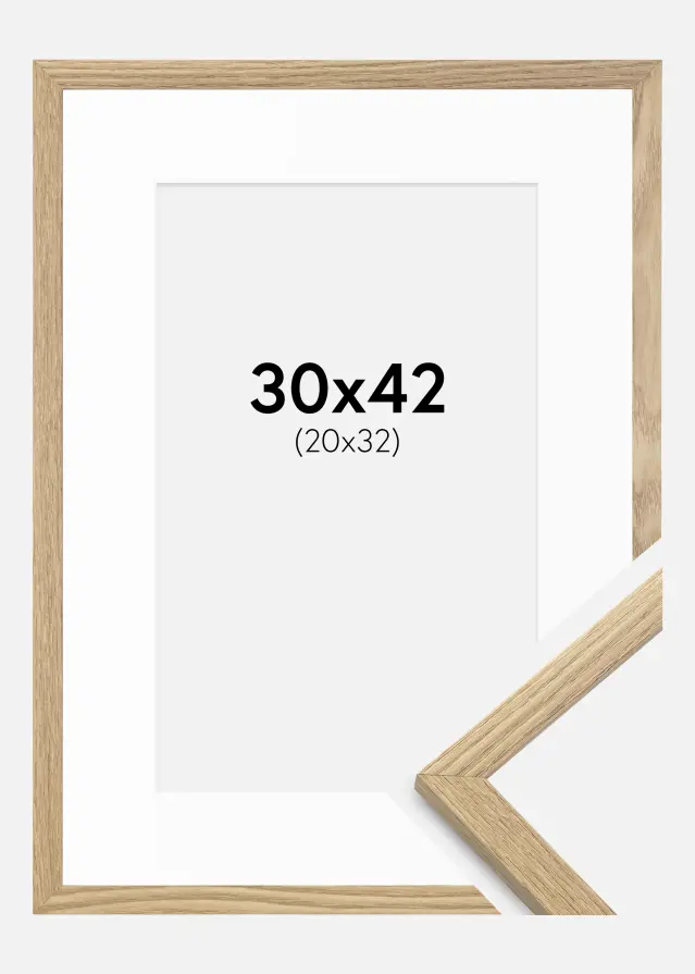 Cadre Trendy Chêne 30x42 cm - Passe-partout Blanc 21x33 cm