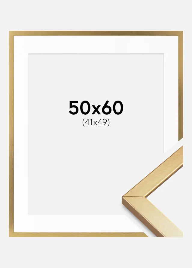 Cadre Minerva Or 50x60 cm - Passe-partout Blanc 42x50 cm