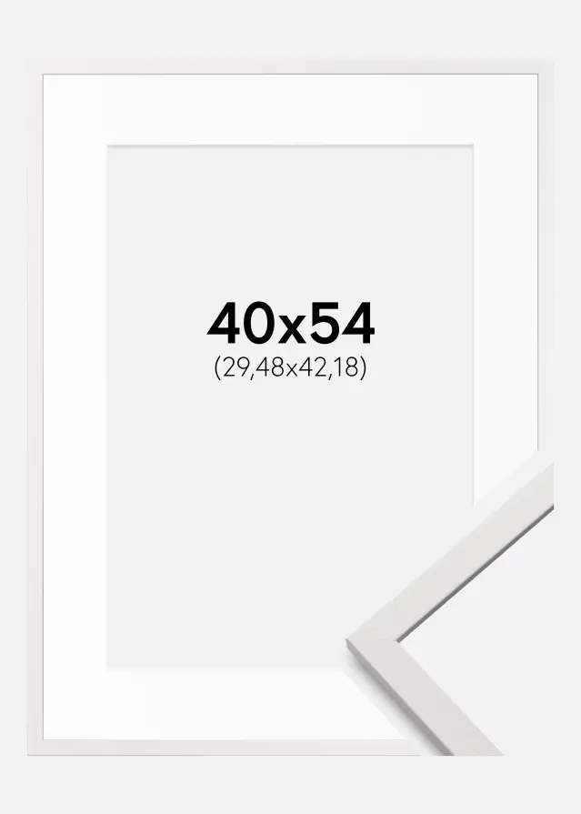 Cadre Edsbyn Blanc 40x54 cm - Passe-partout Blanc 12x17 inches