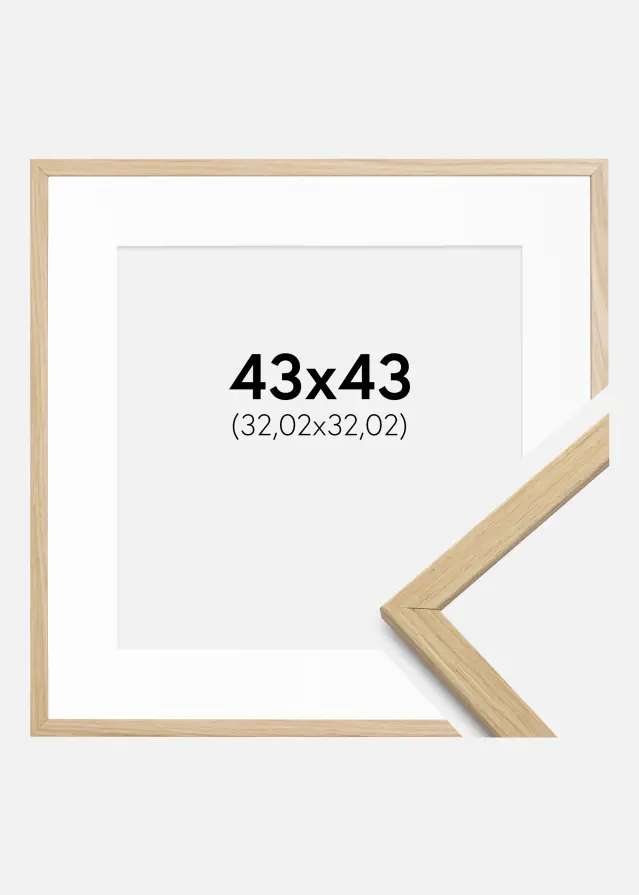 Cadre Edsbyn Chêne 43x43 cm - Passe-partout Blanc 13x13 inches