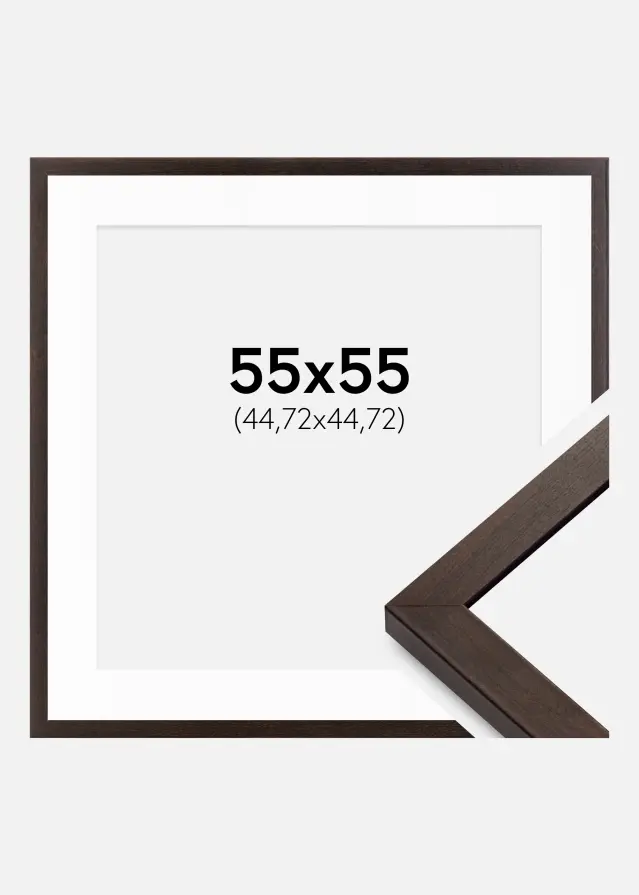 Cadre Selection Noyer 55x55 cm - Passe-partout Blanc 18x18 inches