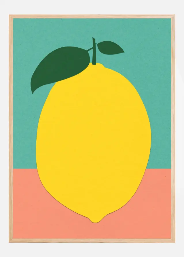 Lemon With Two Leaves Poster