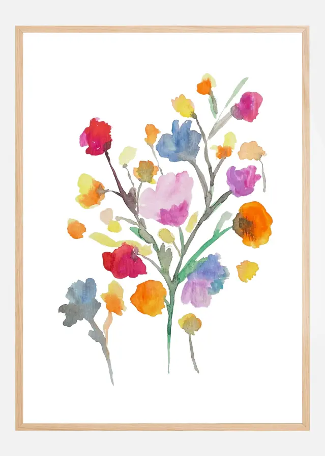 Flowers in Watercolor II Poster