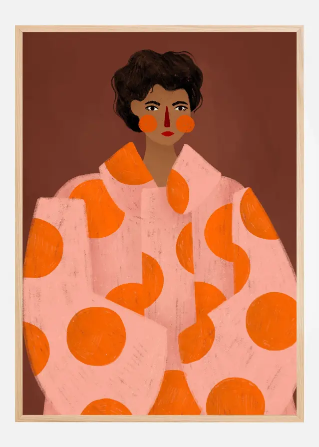 Woman With Orange Dots Poster