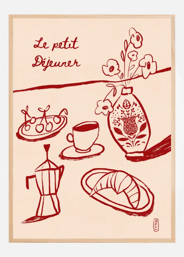 Le Petit Dejeuner Breakfast in Red Poster