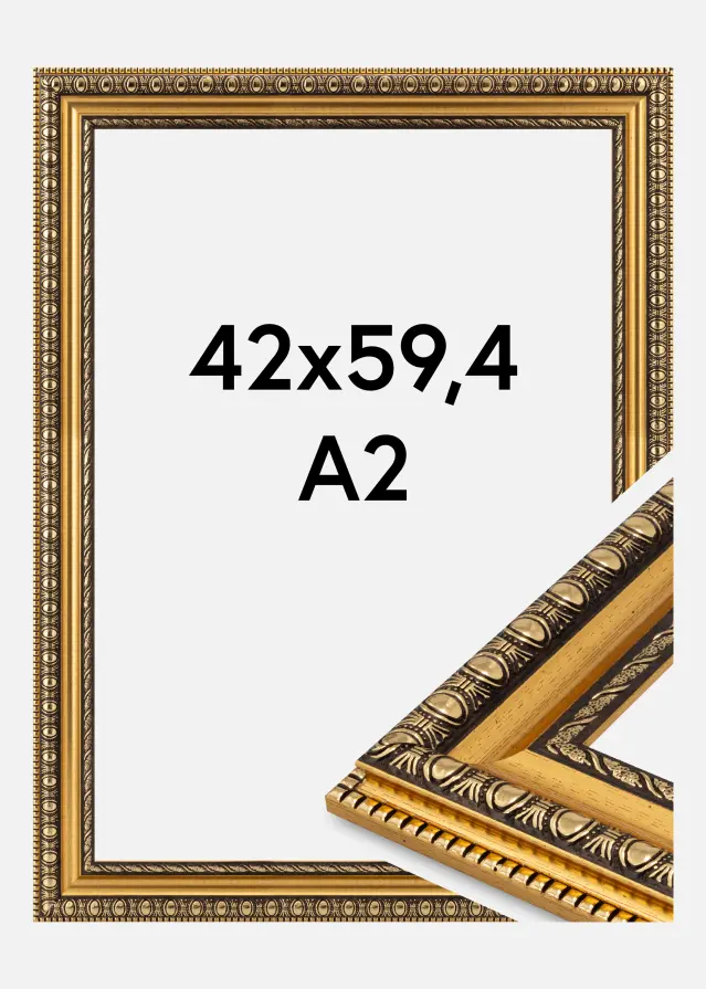 Cadre Ornato Verre Acrylique Or 42x59,4 cm (A2)