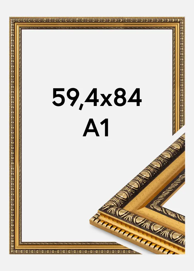 Cadre Ornato Verre Acrylique Or 59.4x84 cm (A1)