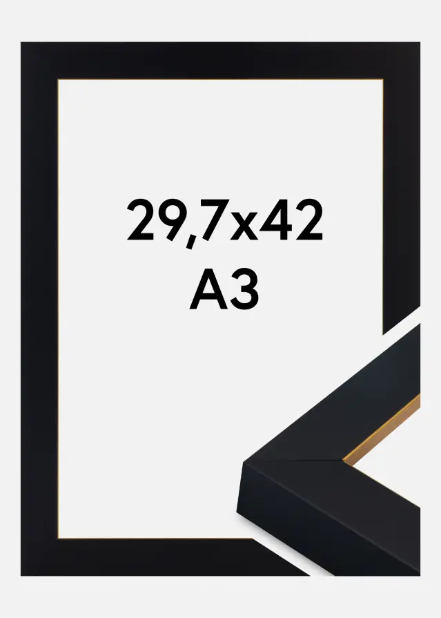 Cadre Sussex Verre Acrylique Noir/Or 29,7x42 cm (A3)