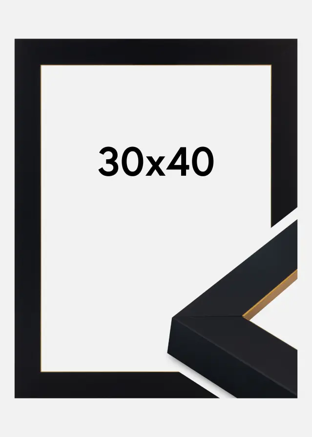 Cadre Sussex Verre Acrylique Noir/Or 30x40 cm