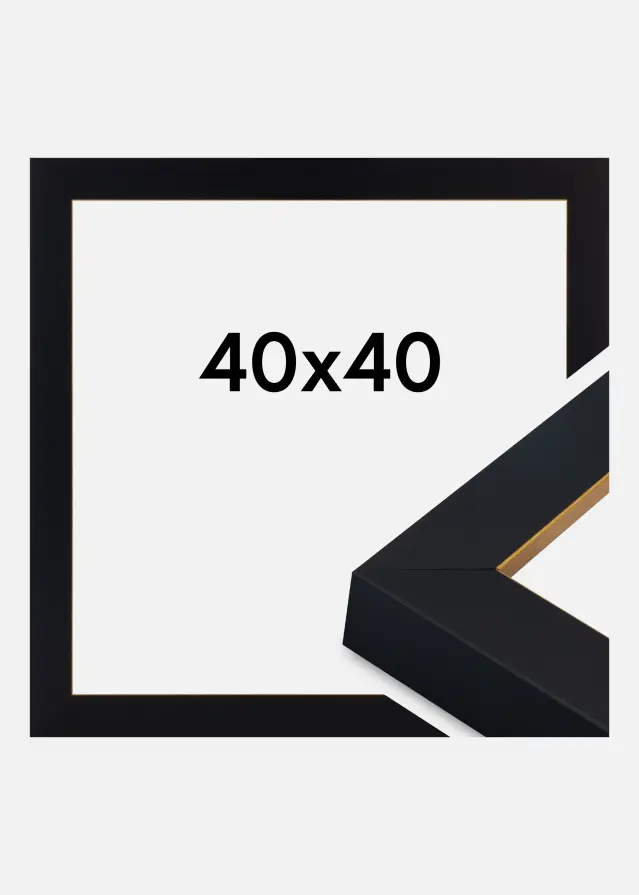 Cadre Sussex Verre Acrylique Noir/Or 40x40 cm