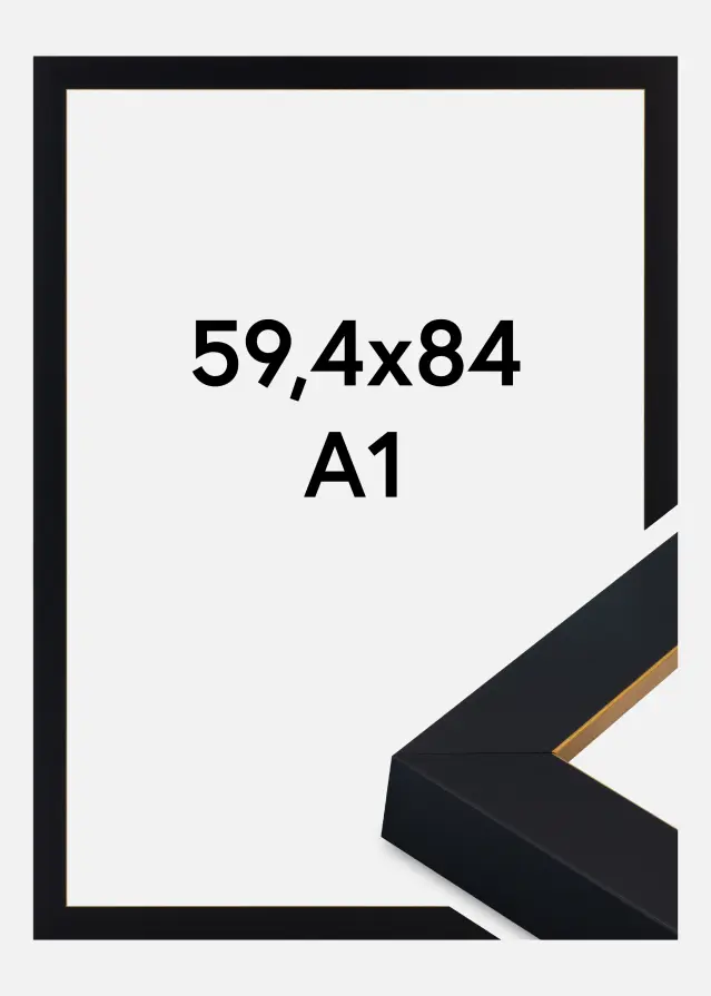 Cadre Sussex Verre Acrylique Noir/Or 59,4x84,1 cm (A1)