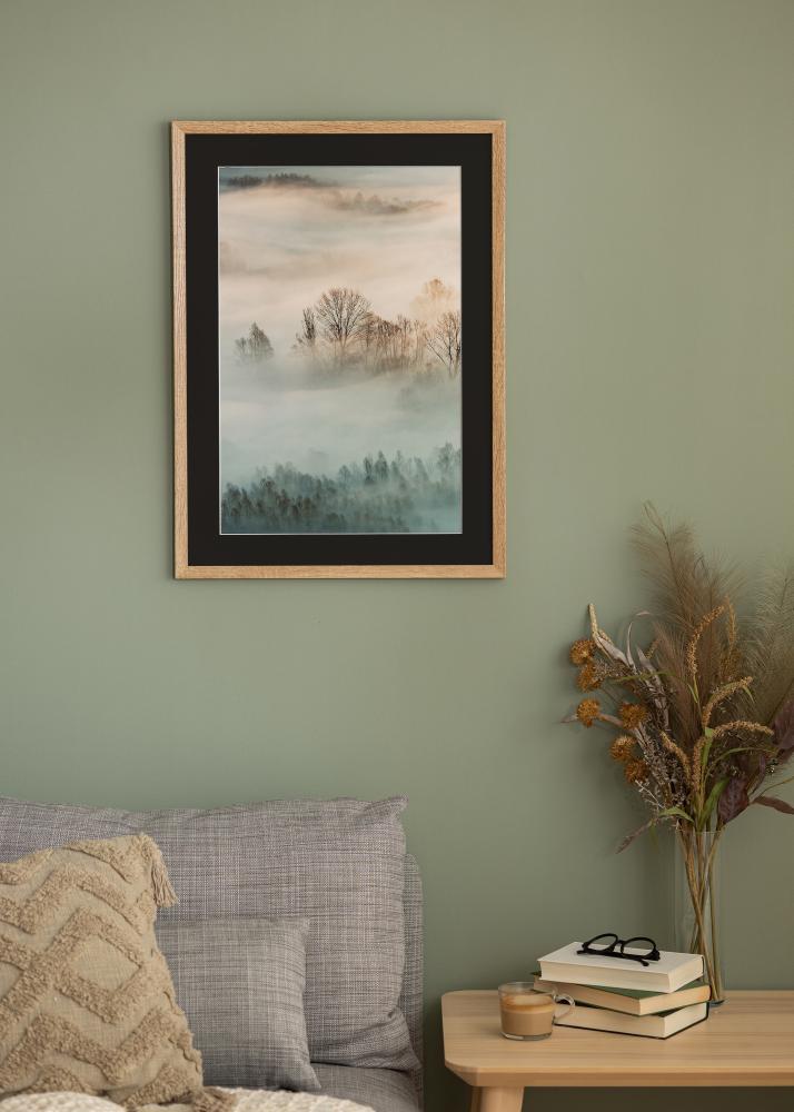 Cadre Fiorito Chêne Clair 40x60 cm - Passe-partout Noir 25x50 cm