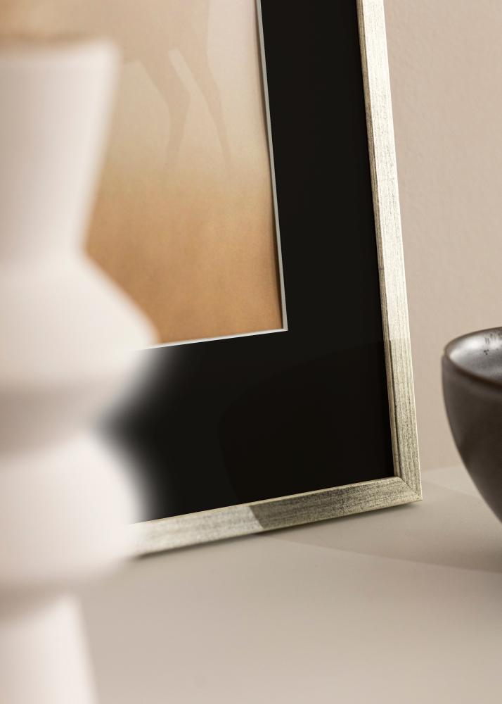 Cadre Galant Argent 30x40 cm - Passe-partout Noir 18x27 cm