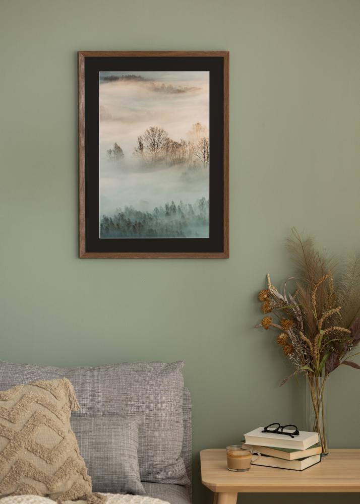 Cadre Fiorito Chêne Foncé 40x60 cm - Passe-partout Noir 25x50 cm