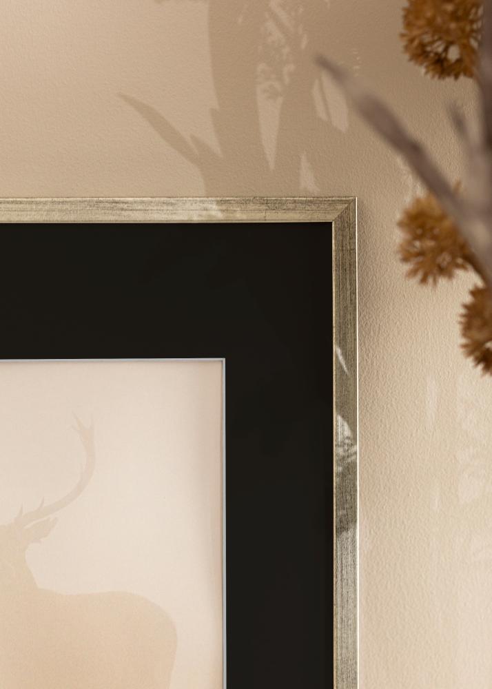 Cadre Galant Argent 30x40 cm - Passe-partout Noir 18x27 cm