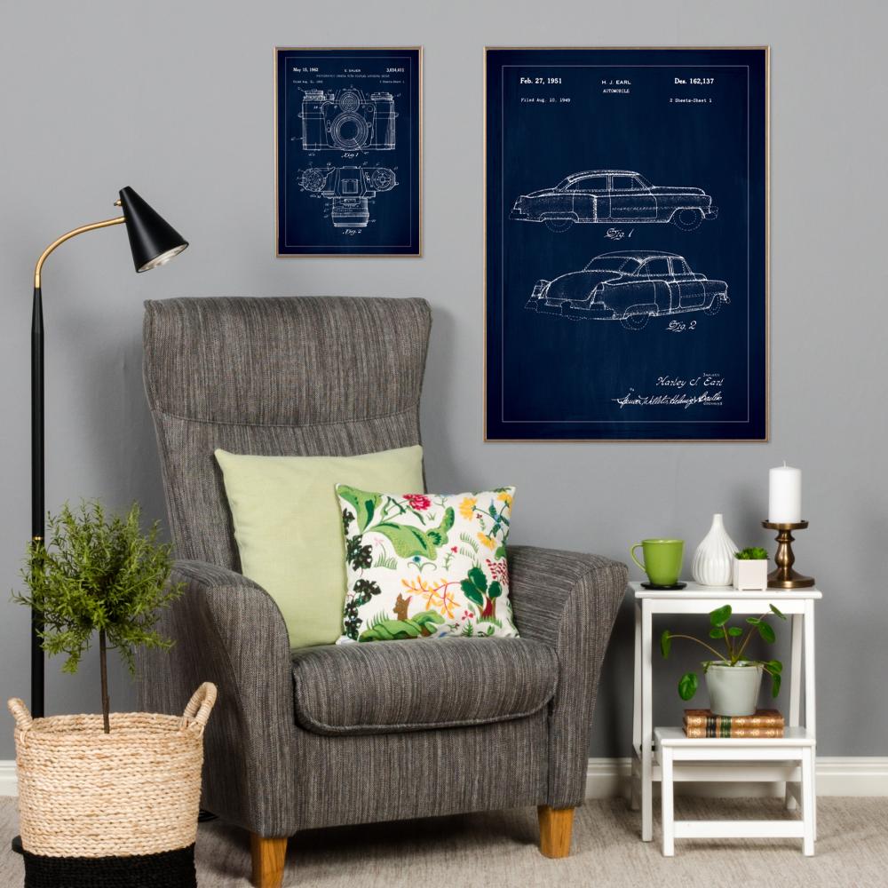 Dessin de brevet - Cadillac I - Bleu Poster