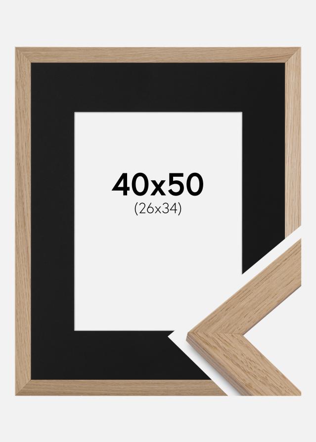 Cadre Trendline Chêne 40x50 cm - Passe-partout Noir 27x35 cm