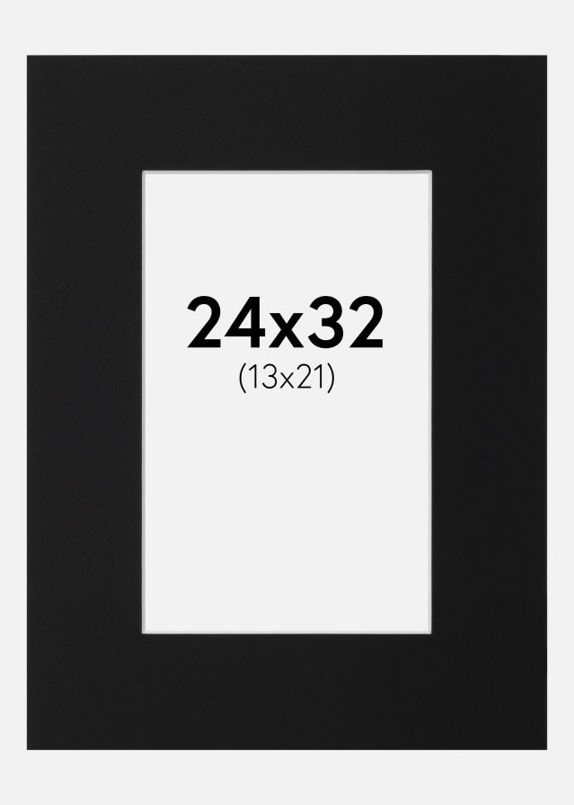 Passe-partout Noir Standard (noyau blanc) 24x32 cm (13x21)
