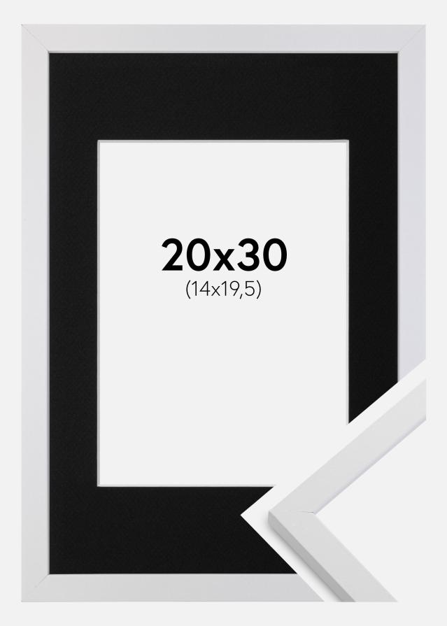 Cadre Trendy Blanc 20x30 cm - Passe-partout Noir 15x21 cm (A5)