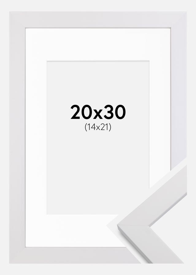 Cadre White Wood 20x30 cm - Passe-partout Blanc 15x22 cm