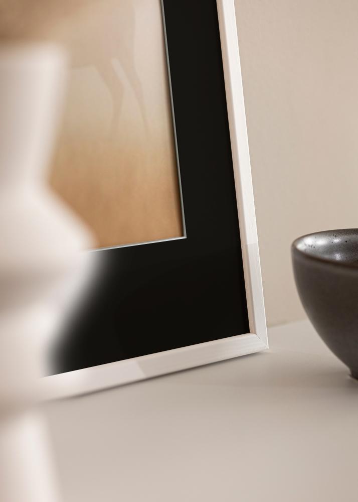 Cadre Galant Blanc 30x40 cm - Passe-partout Noir 18x27 cm