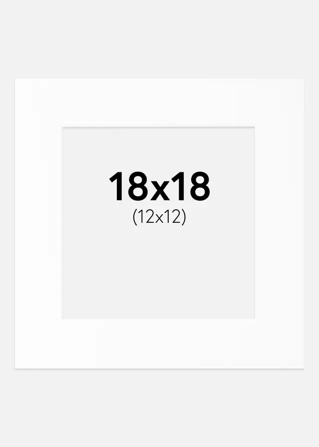 Passe-partout Blanc Standard (noyau blanc) 18x18 cm (12x12)