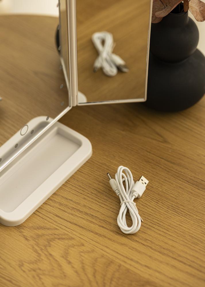 KAILA Miroir de maquillage Tri-Fold Magnifying Blanc 20x30 cm