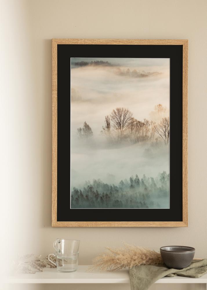 Cadre Fiorito Chêne Clair 40x60 cm - Passe-partout Noir 25x50 cm