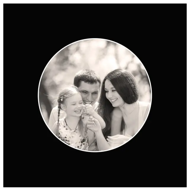 Passe-partout Rond Noir 30x30 cm (23,5x23,5 cm)