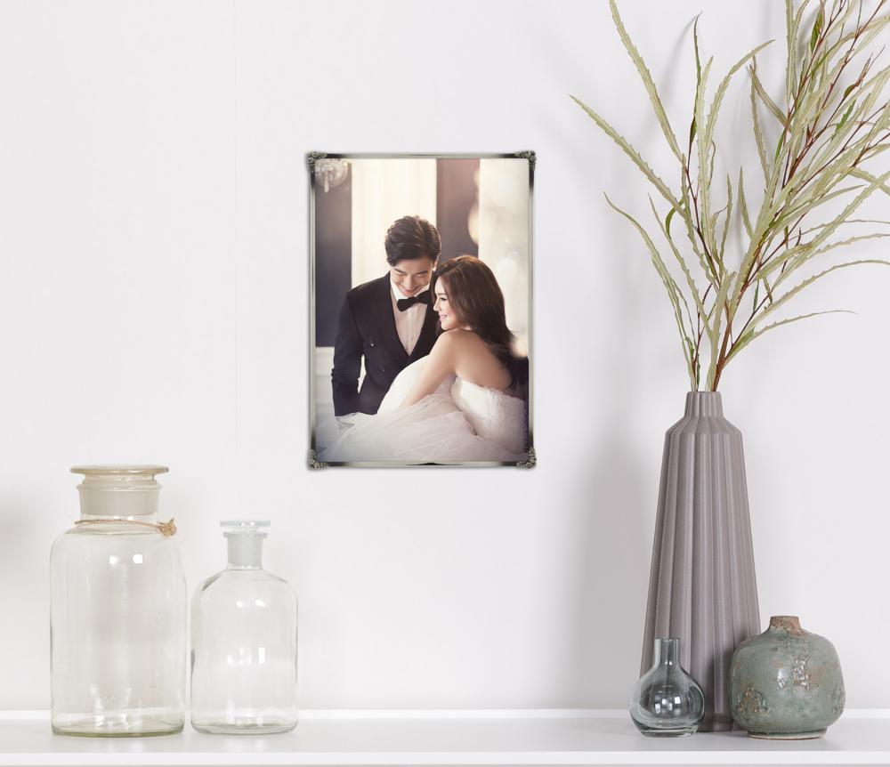 Cadre Roses Métal Argent 10x15 cm