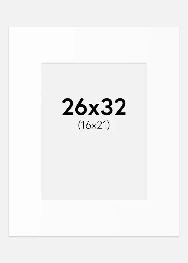 Passe-partout Blanc Standard (noyau blanc) 26x32 cm (16x21)