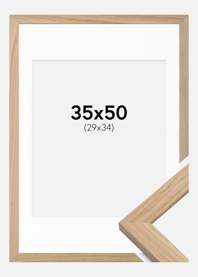 Cadre Oak Wood 35x50 cm - Passe-partout Blanc 30x35 cm
