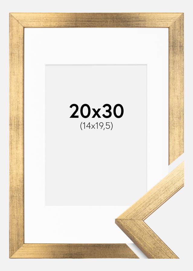 Cadre Stilren Or 20x30 cm - Passe-partout Blanc 15x21 cm