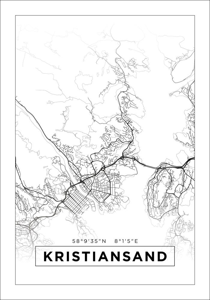 Map - Kristiansand - White