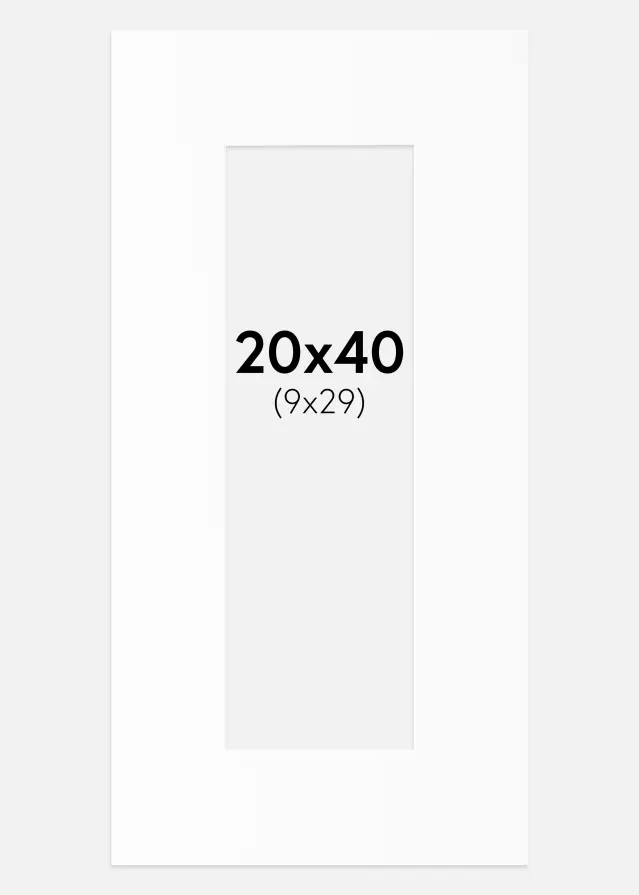 Passe-partout Blanc Standard (noyau blanc) 20x40 cm (9x29)