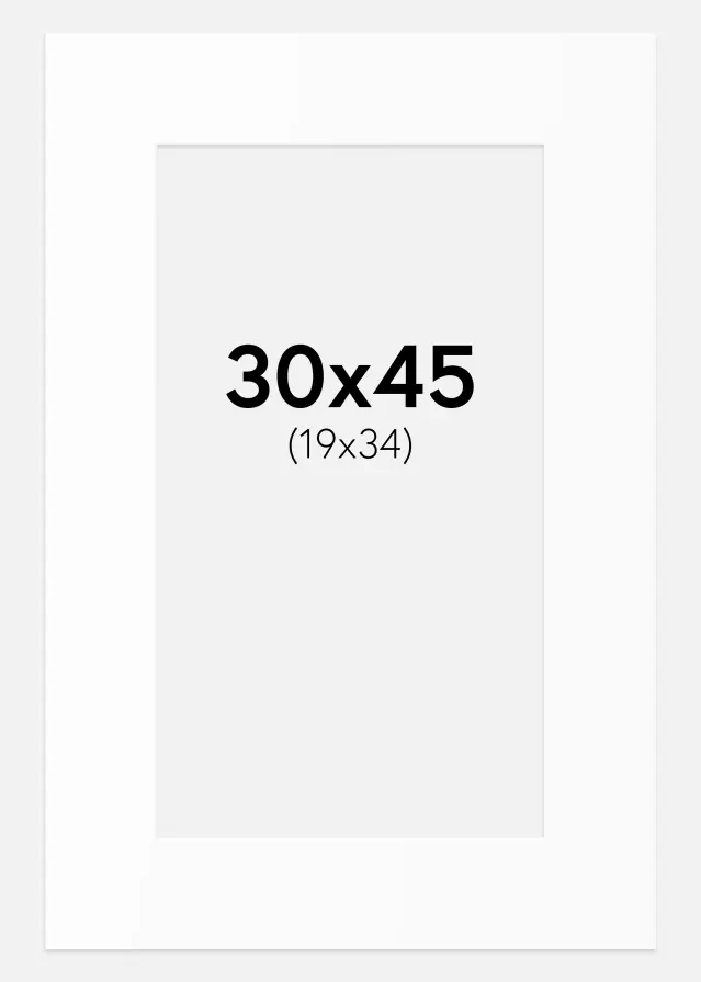 Passe-partout Blanc Standard (noyau blanc) 30x45 cm (19x34)