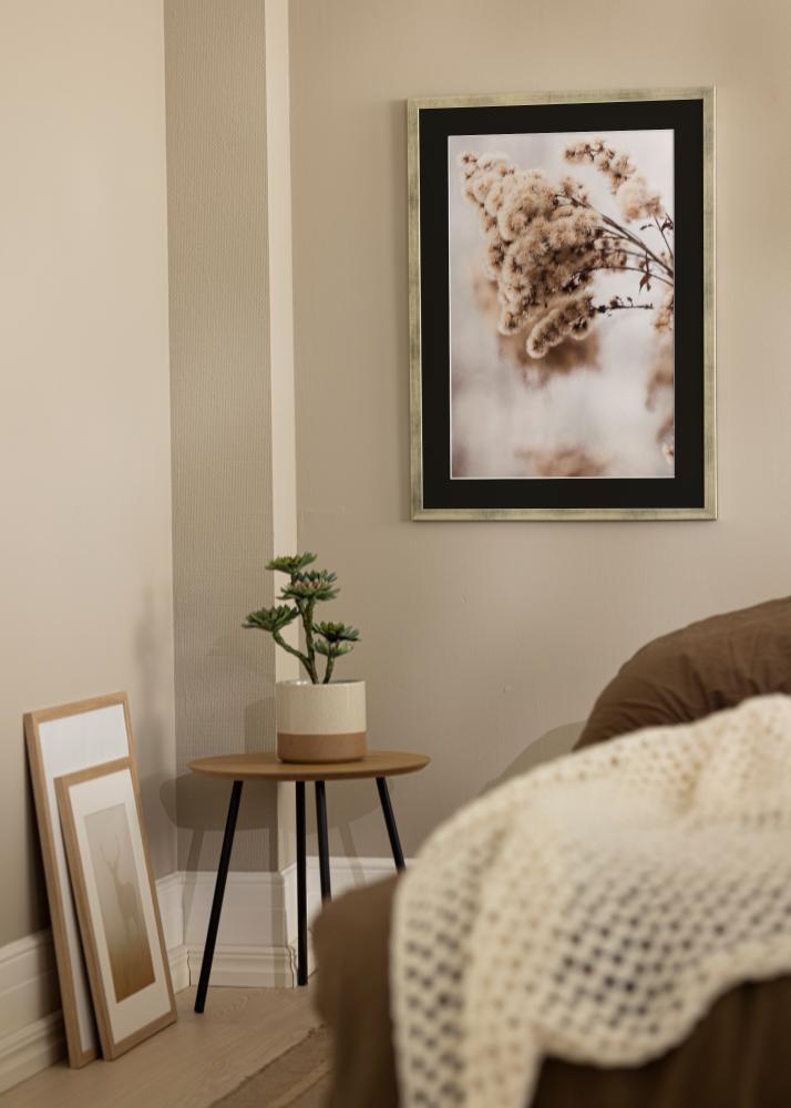 Cadre Stilren Argent 18x24 cm - Passe-partout Noir 13x18 cm