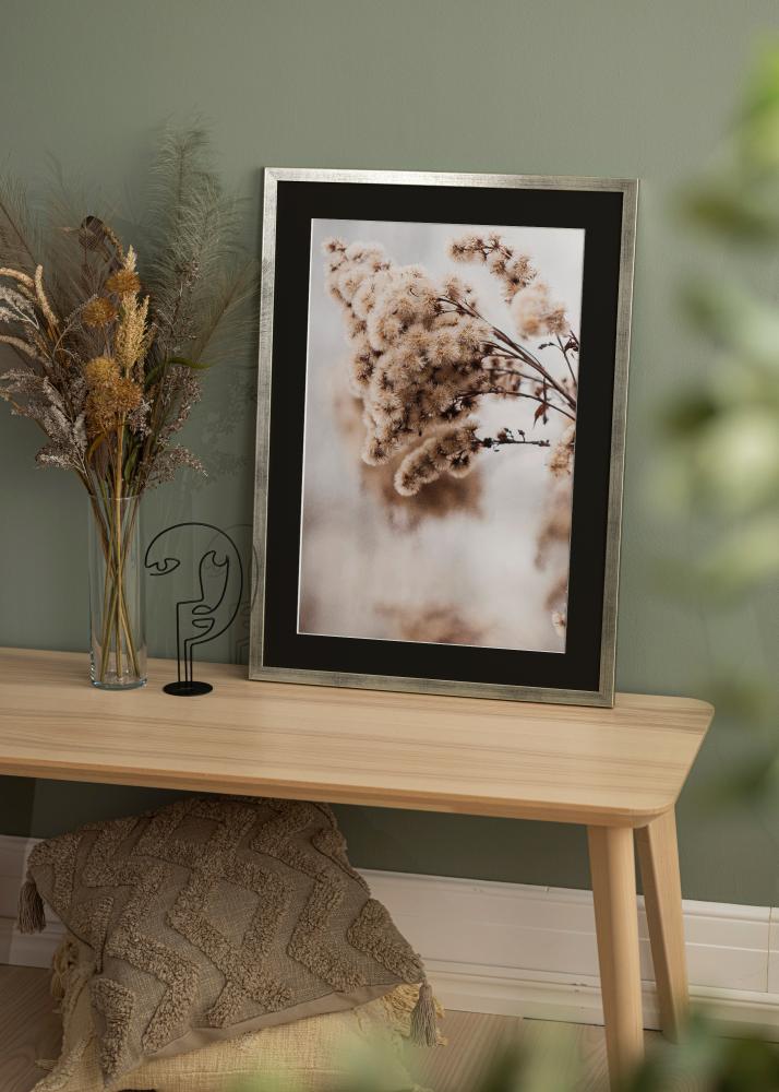 Cadre Stilren Argent 18x24 cm - Passe-partout Noir 13x18 cm