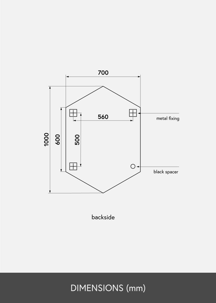 KAILA Miroir Tall Hexagon 70x100 cm
