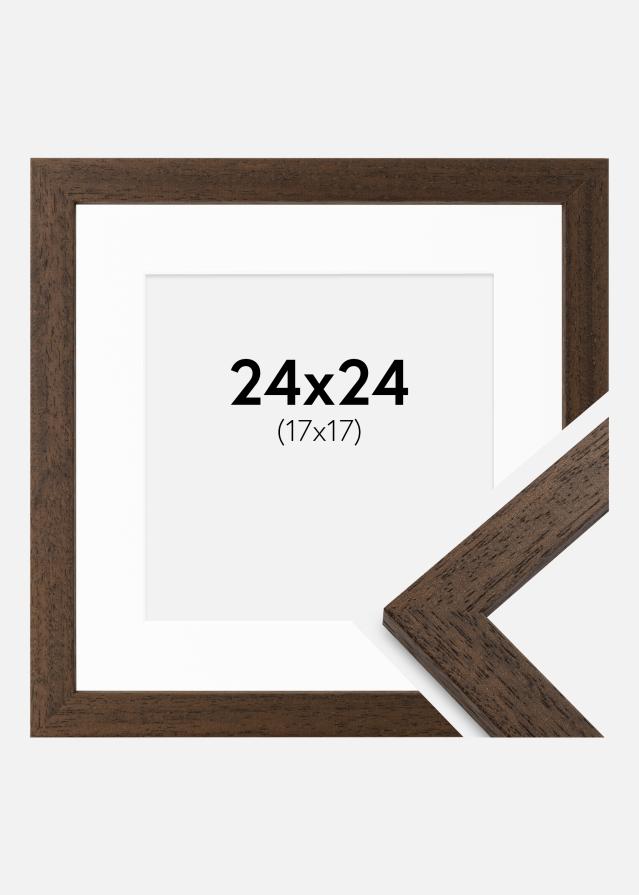 Cadre Brown Wood 24x24 cm - Passe-partout Blanc 18x18 cm