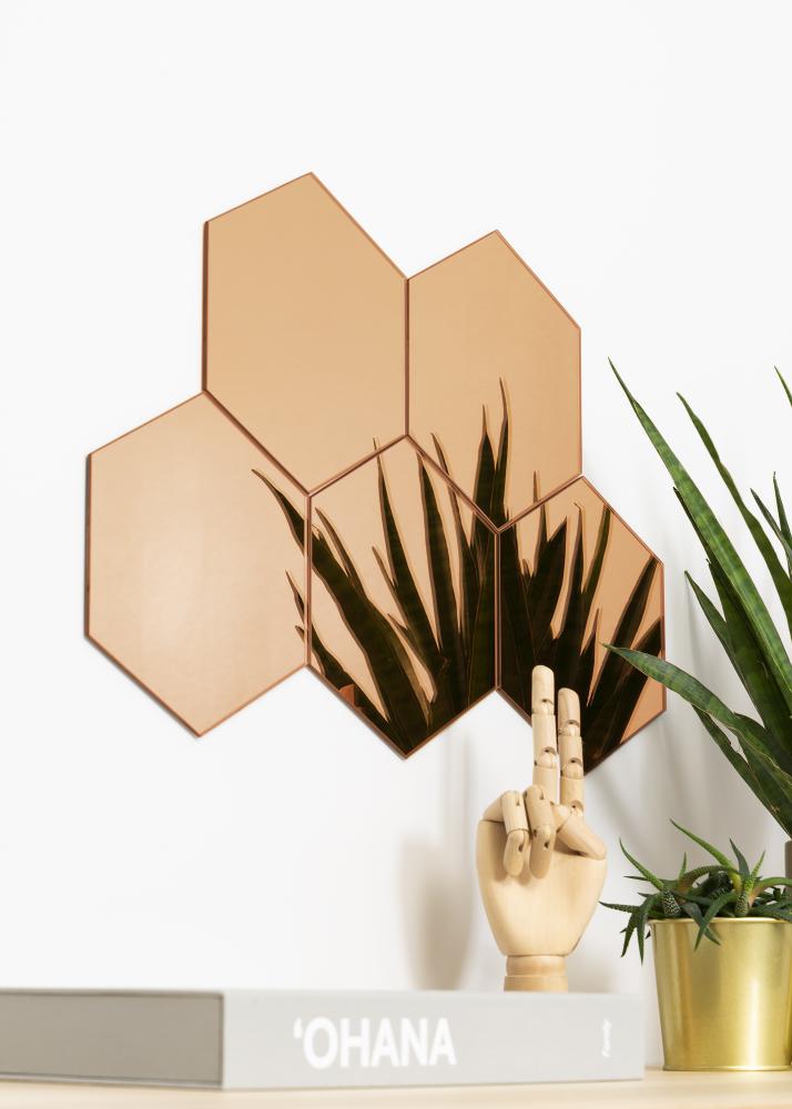 KAILA Miroir Hexagon Rose Gold 18x21 cm - 5-pack