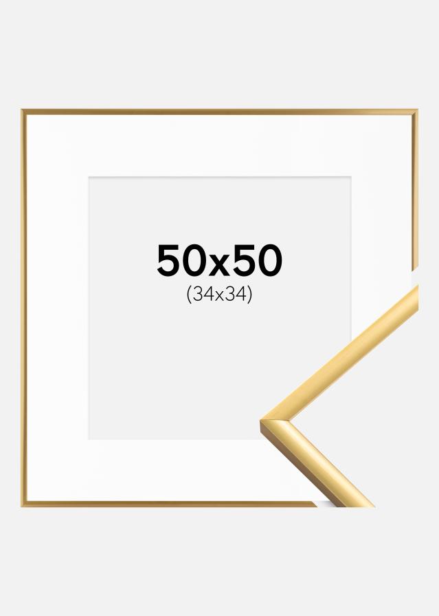Cadre New Lifestyle Shiny Gold 50x50 cm - Passe-partout Blanc 35x35 cm