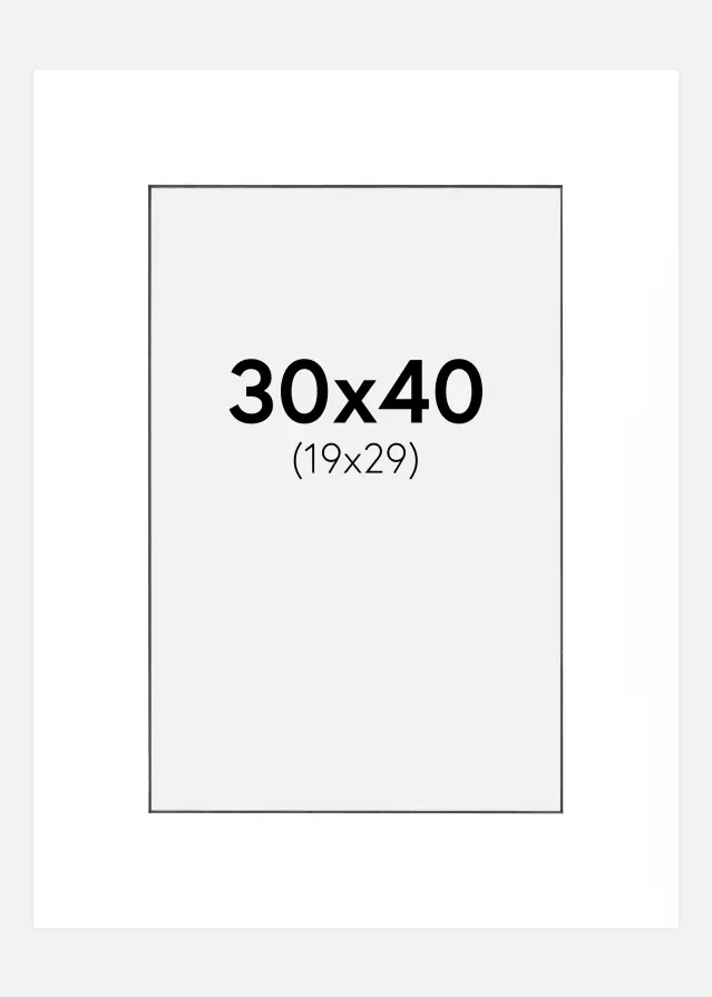 Passe-partout Blanc (noyau noir) 30x40 cm (19x29 cm)