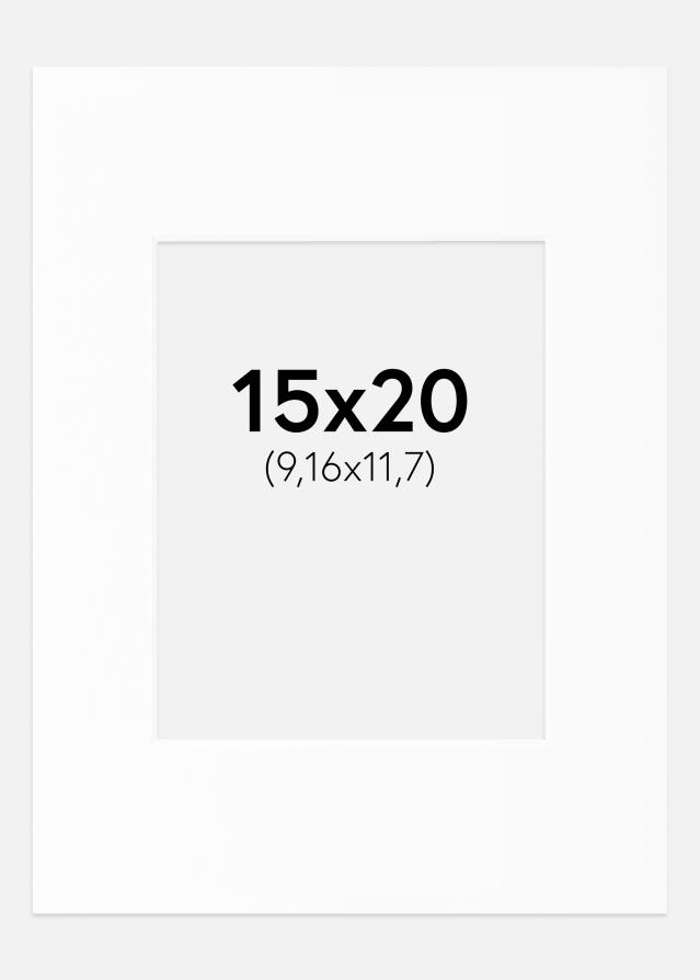 Passe-partout Blanc Standard (noyau blanc) 15x20 cm (9,16x11,7)