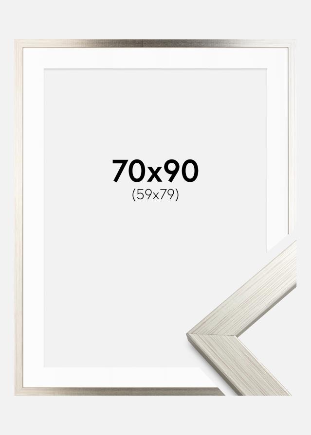 Cadre Silver Wood 70x90 cm - Passe-partout Blanc 60x80 cm